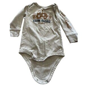Carhartt One Piece Shirt Size 6 Months Boys Girls Baby Farm Raised Tractor